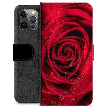 iPhone 12 Pro Max Premium Flip Cover med Pung - Rose