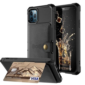 iPhone 12 Pro Max TPU Cover med Kortholder - Sort