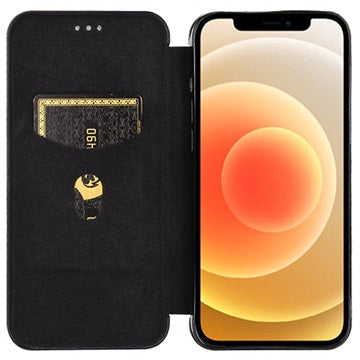 iPhone 13 Flip Cover - Karbonfiber - Sort