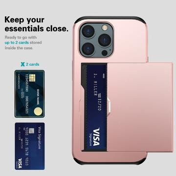 iPhone 13 Hybrid Cover med Glidende Kortslot - Rødguld