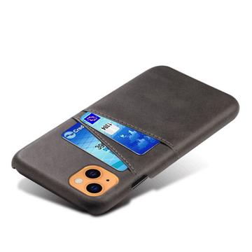 iPhone 13 KSQ Belagt Plastikcover med Kortlommer - Sort