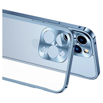 iPhone 13 Pro Metal Bumper med Plastik Bagsiden - Blå