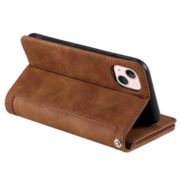 iPhone 14-cover med pung og magnetisk lukning - brun
