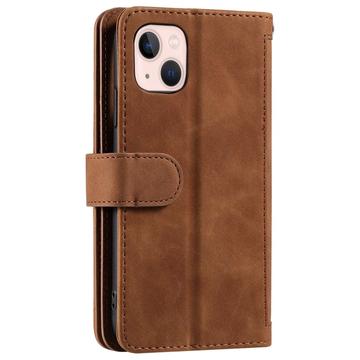 iPhone 14-cover med pung og magnetisk lukning - brun