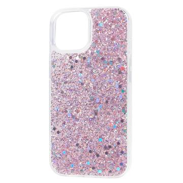 iPhone 14 Glitter Flakes TPU Cover - Pink