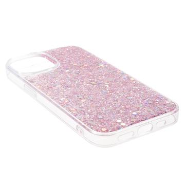 iPhone 14 Glitter Flakes TPU Cover - Pink