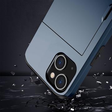 iPhone 14 Hybrid Cover med Glidende Kortslot - Mørkeblå