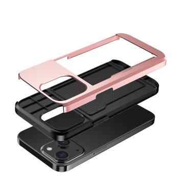 iPhone 14 Hybrid Cover med Glidende Kortslot - Rødguld