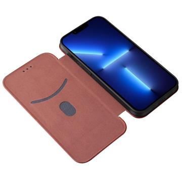 iPhone 14 Plus Flip Cover - Karbonfiber - Brun