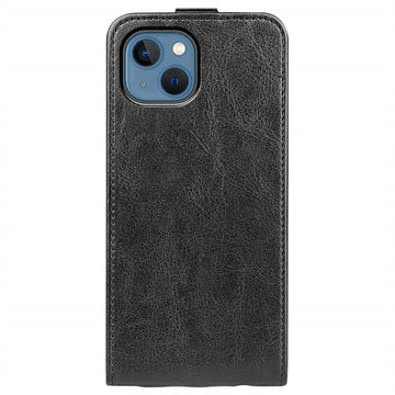 iPhone 14 Plus Vertikal Flip Taske med Kortholder - Sort