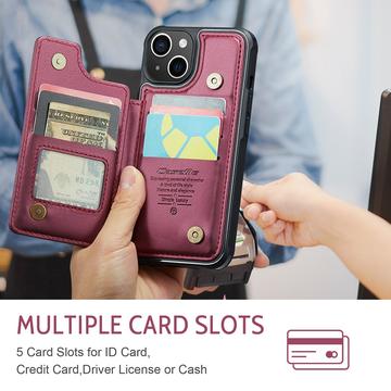 iPhone 14 Plus Caseme C22-etui RFID-kortpung - Rød