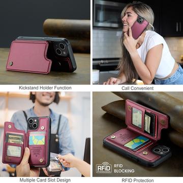 iPhone 14 Plus Caseme C22-etui RFID-kortpung - Rød