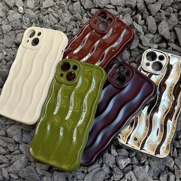 iPhone 14 Pro 3D Lineær Bølgetaske - Vinrød