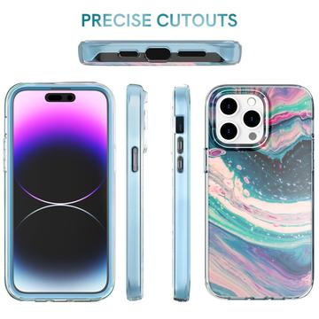 iPhone 14 Pro Ahastyle WE13 360 Beskyttelse Hybrid Cover - Farverig bølge