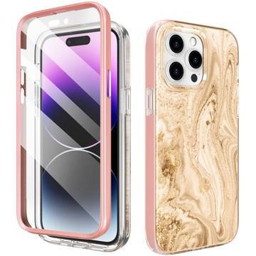 iPhone 14 Pro Ahastyle WE13 360 Beskyttelse Hybrid Cover - Guldmarmor