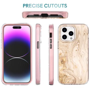 iPhone 14 Pro Ahastyle WE13 360 Beskyttelse Hybrid Cover - Guldmarmor