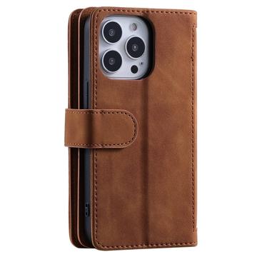 iPhone 14 Pro-cover med pung og magnetisk lås - brun