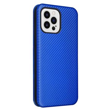 iPhone 14 Pro Max Flip Cover - Karbonfiber - Blå