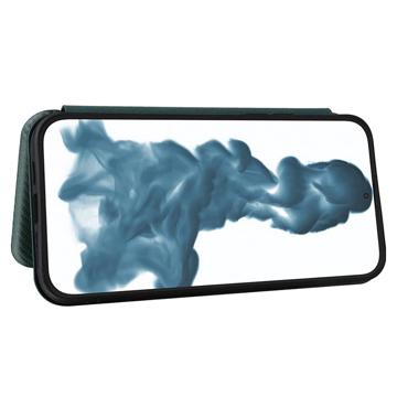 iPhone 14 Pro Max Flip Cover - Karbonfiber - Grøn