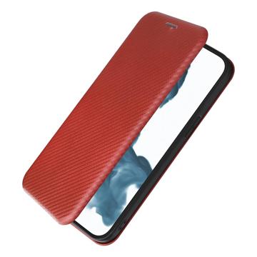 iPhone 14 Pro Max Flip Cover - Karbonfiber - Orange