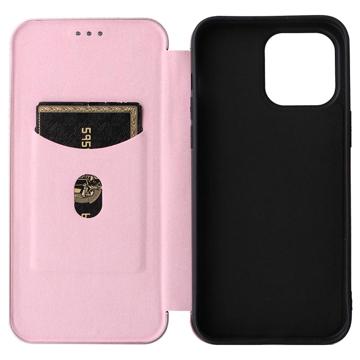 iPhone 14 Pro Max Flip Cover - Karbonfiber - Rødguld