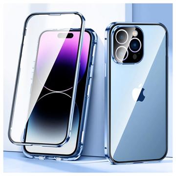 iPhone 14 Pro Max Magnetisk Cover med Hærdet Glas - Blå