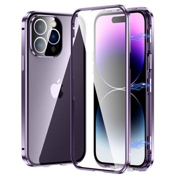 iPhone 14 Pro Max Magnetisk Cover med Hærdet Glas - Lilla