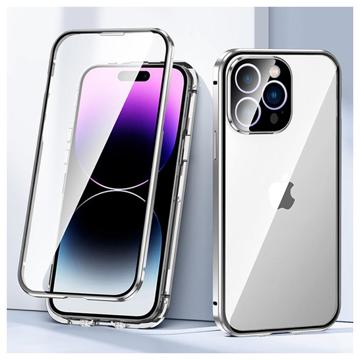 iPhone 14 Pro Max Magnetisk Cover med Hærdet Glas - Sølv