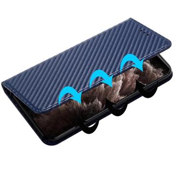 iPhone 14 Pro Pung Cover - Karbonfiber - Blå