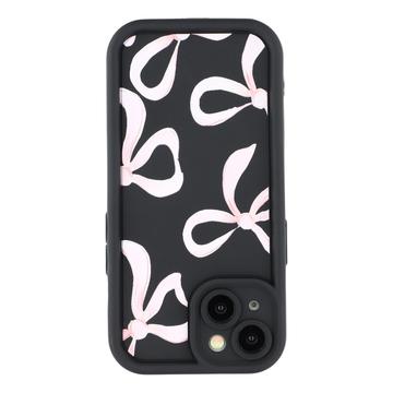 iPhone 14 Stilfuldt stødsikkert TPU cover med forhøjede kanter - sort / stor sløjfe