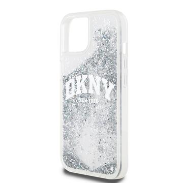 iPhone 15 DKNY Liquid Glitter Arch Logo Cover - Transparent