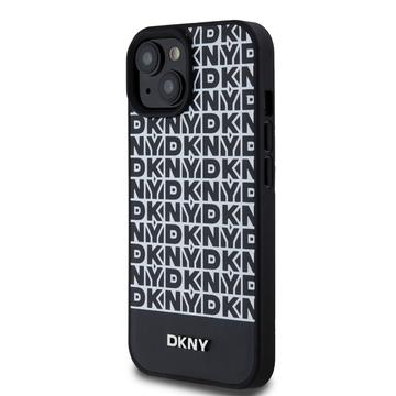 iPhone 15 DKNY Repeat Pattern Bottom Stripe Cover - MagSafe-kompatibel - Sort
