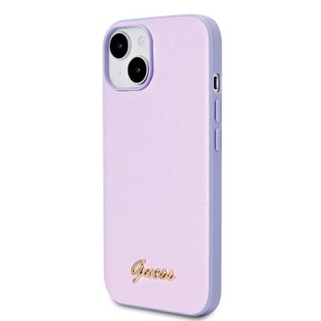 iPhone 15 Guess Iridescent Metal Script Hybrid Cover - Lilla
