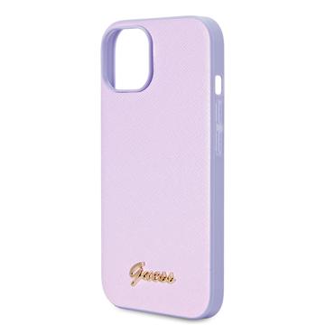 iPhone 15 Guess Iridescent Metal Script Hybrid Cover - Lilla