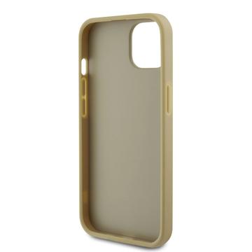 iPhone 15 Guess Perforeret 4G Glitter Logo Cover - Guld