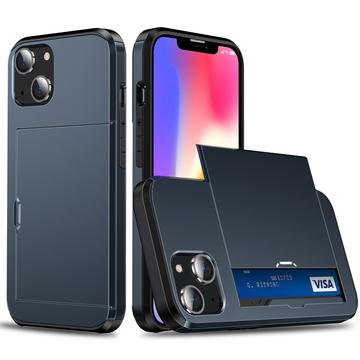 iPhone 15 Hybrid Cover med Glidekortholder - Mørkeblå