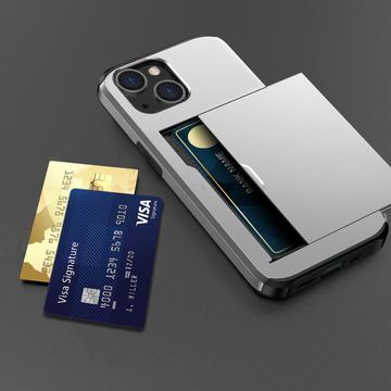 iPhone 15 Hybrid Cover med Glidekortholder - Sølv