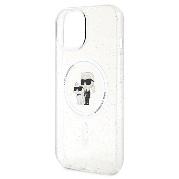 iPhone 15 Karl Lagerfeld IML Glitter Karl & Choupette MagSafe Cover - Klar
