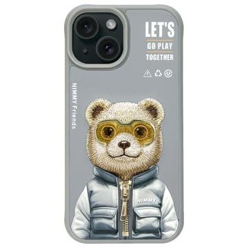 iPhone 15 Nimmy Friends Cool&Cute 2.0 bjørne cover - grå