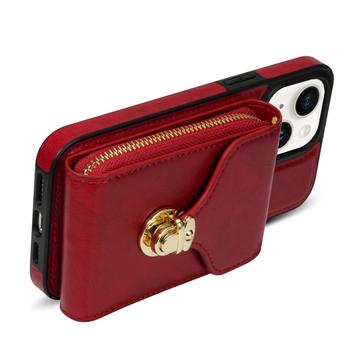 iPhone 15 Plus Alt-i-et cover med pung og rem - rød