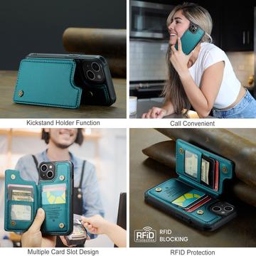 iPhone 15 Plus Caseme C22-etui RFID-kortpung - grøn