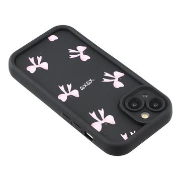 iPhone 15 Plus Stilfuldt stødsikkert TPU cover med forhøjede kanter - sort / sløjfe