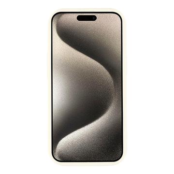 iPhone 15 Plus Stilfuldt stødsikkert TPU cover med forhøjede kanter - hvid / Sløjfebundne kirsebær