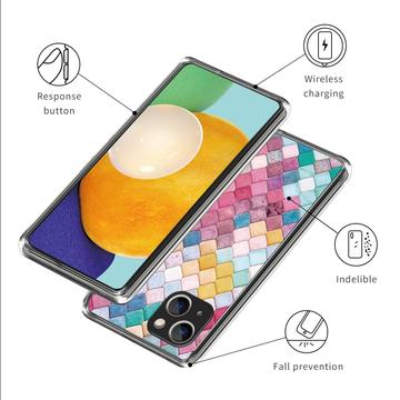 iPhone 15 Plus Stilfuld Ultra-Slim TPU Cover - Regnbue Rhombus