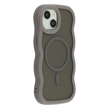 iPhone 15 Plus/14 Plus Bølgekant magnetisk hybrid cover - grå