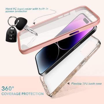 iPhone 15 Pro Ahastyle WE13 360 Beskyttelse Hybrid Cover - Guldmarmor