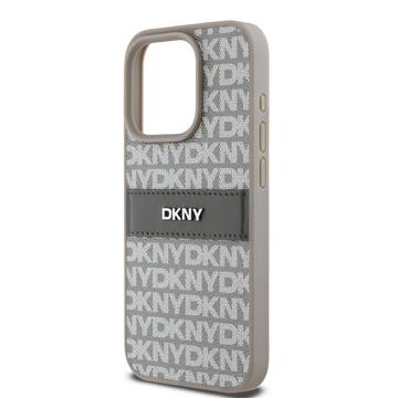 iPhone 15 Pro DKNY Repeat Pattern Tonal Stripe Cover - Beige
