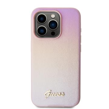 iPhone 15 Pro Guess Iridescent Metal Script Hybrid Cover - Pink