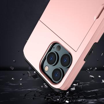 iPhone 15 Pro Hybrid Cover med Glidende Kortslot - Rødguld