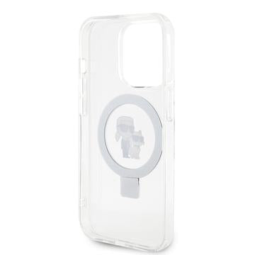 iPhone 15 Pro Karl Lagerfeld Ringstand Karl & Choupette Mag Case - Hvid